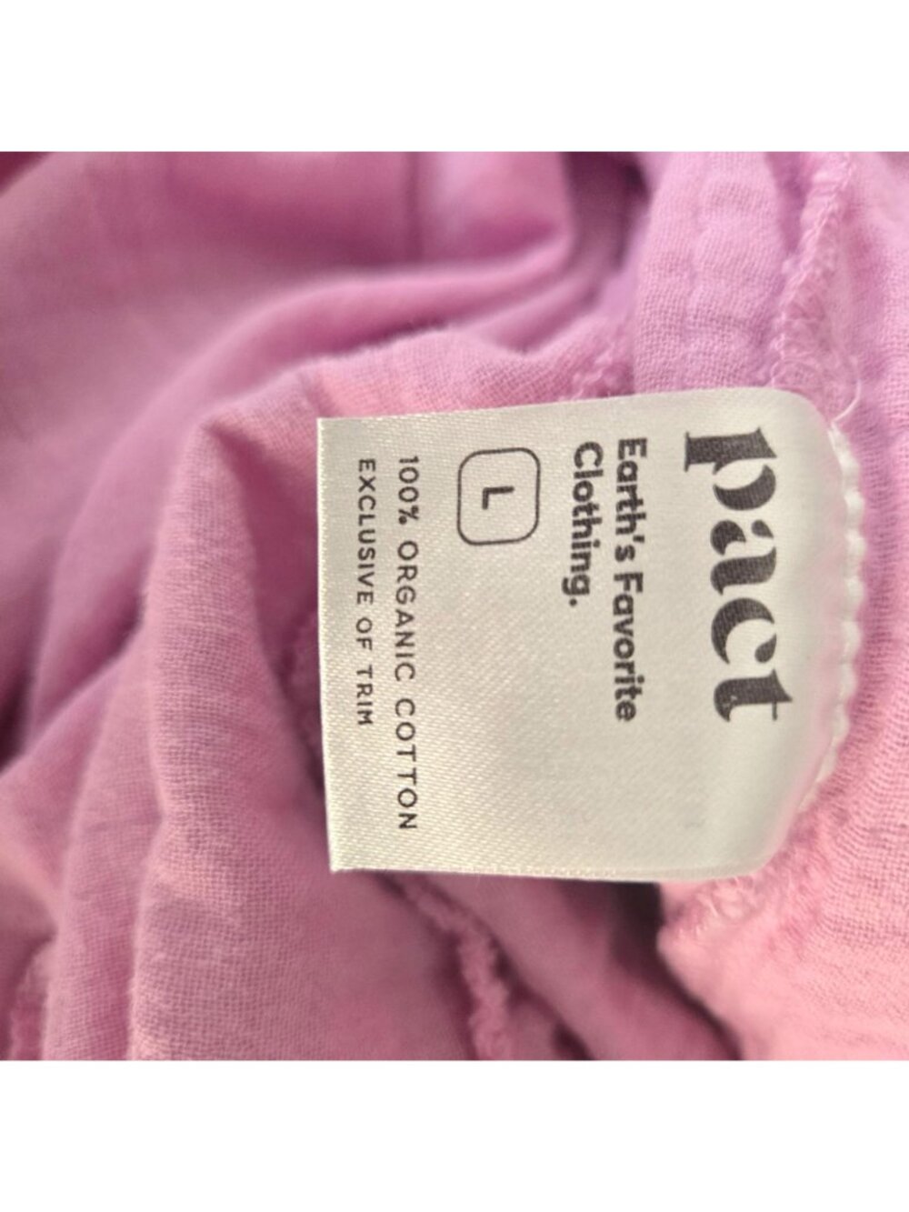 Pact Organic Cotton Gauze Mini Dress Purple Lilac Tiered Pocket Coastal Summer L - Picture 10 of 11